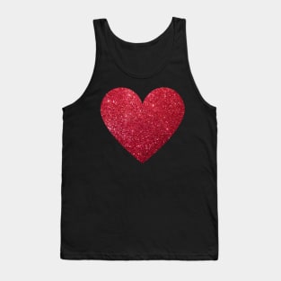 Traditional Red Faux Glitter Heart Tank Top